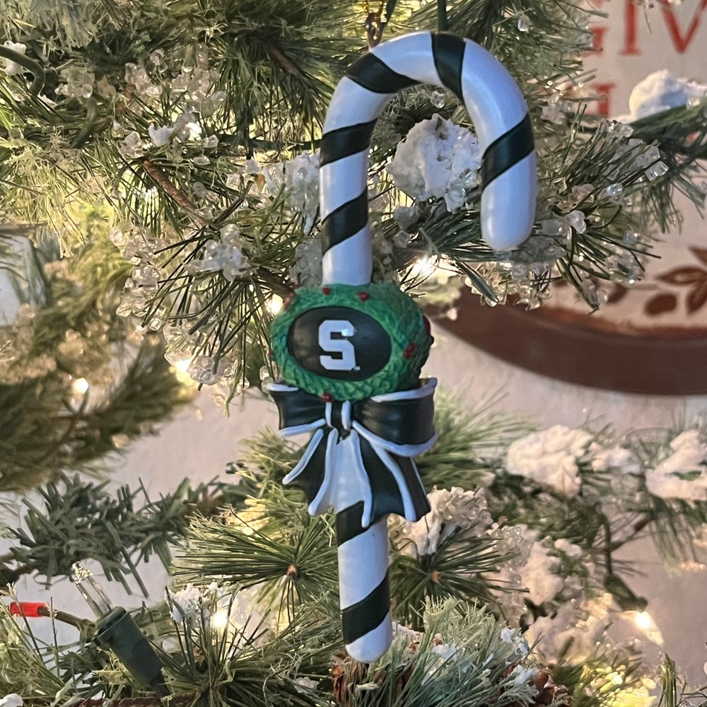 The Memory Company Michigan State Football Candy‎ Cane Christmas Ornament Rare